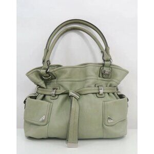 B. Makowsky Cream and Green Shoulder Bag with Structured Design